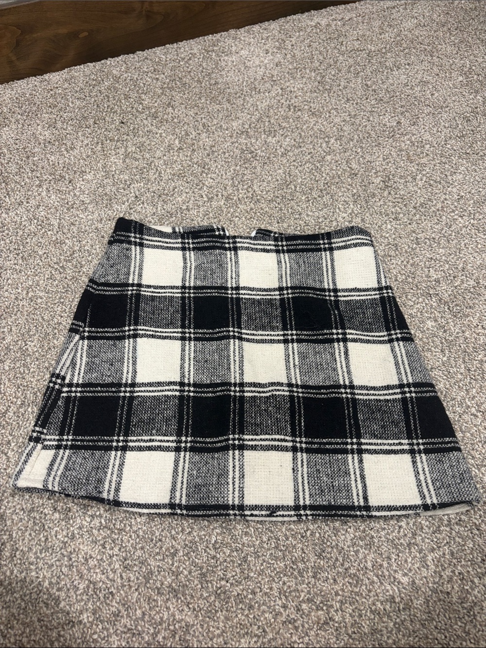 SHEIN Black & White Plaid Mini Skirt